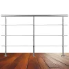 AICA Sanitaire Accessoire D'Escalier<Kit garde-corps 3 barres rondes 2m Acier Inox 201 Argent - Installation verticale - Usage intérieur et extérieur