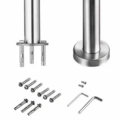 AICA Sanitaire Accessoire D'Escalier<Kit garde-corps 3 barres rondes 2m Acier Inox 201 Argent - Installation verticale - Usage intérieur et extérieur