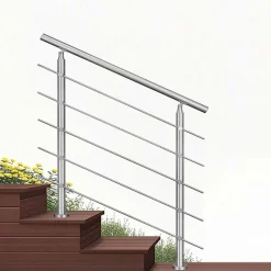 AICA Sanitaire Kit garde-corps 5 barres rondes 80cm Acier Inox 201 Argent - Installation verticale - Usage intérieur et extérieur- Accessoire D'Escalier