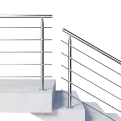AICA Sanitaire Kit garde-corps 5 barres rondes 80cm Acier Inox 201 Argent - Installation verticale - Usage intérieur et extérieur- Accessoire D'Escalier