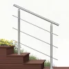 AICA Sanitaire Kit garde-corps 3 barres rondes 80cm Acier Inox 201 Argent - Installation verticale - Usage intérieur et extérieur- Accessoire D'Escalier