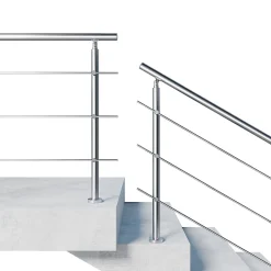 AICA Sanitaire Kit garde-corps 3 barres rondes 1m Acier Inox 201 Argent - Installation verticale - Usage intérieur et extérieur- Accessoire D'Escalier