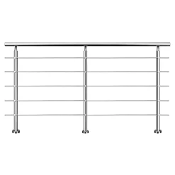 AICA Sanitaire Accessoire D'Escalier<Kit garde-corps 5 barres rondes 2.2m Acier Inox 201 Argent - Installation verticale - Usage intérieur et extérieur