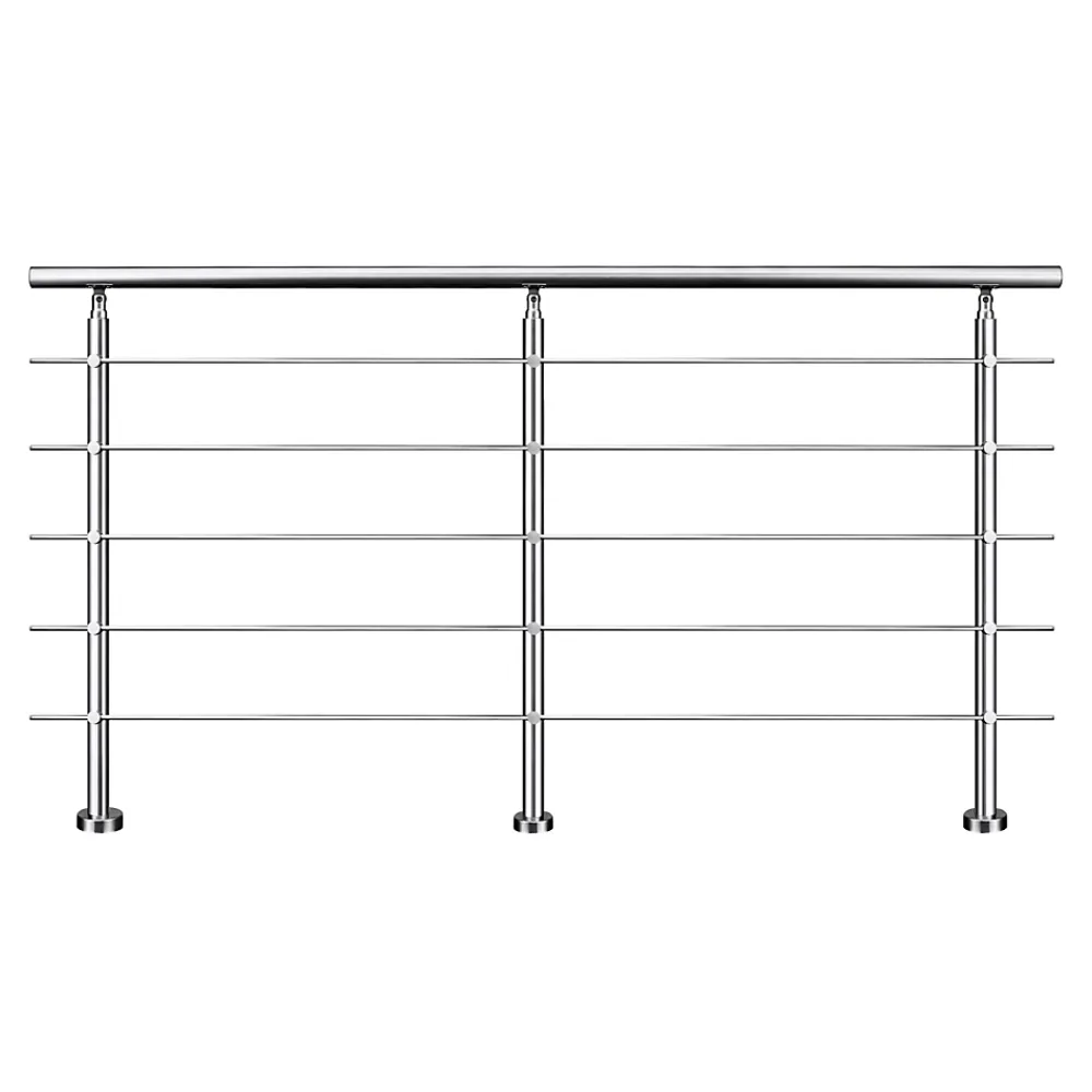 AICA Sanitaire Accessoire D'Escalier<Kit garde-corps 5 barres rondes 2.2m Acier Inox 201 Argent - Installation verticale - Usage intérieur et extérieur