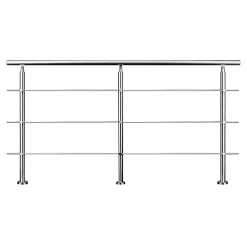 AICA Sanitaire Kit garde-corps 3 barres rondes 2.2 m Acier Inox 201 Argent - Installation verticale - Usage intérieur et extérieur- Accessoire D'Escalier