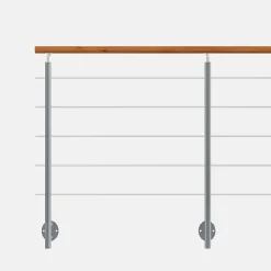 Kordo Kit garde-corps aluminium gris alu 2m pose latérale avec main courante teintée chêne, Inoline- Garde-Corps, Balustrade
