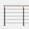 Kordo Kit garde-corps anthracite avec main courante hêtre 2m pose à plat, Opalu- Garde-Corps, Balustrade