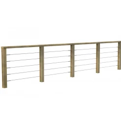 Decklinea Kit Garde-corps Bois 15 marches JERSEY - Escalier Extérieur - Recoupables - Traité Autoclave - Montage Facile - Garantie 10 ans- Garde-Corps, Balustrade