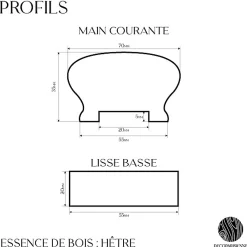 Decoparisienne Garde-Corps, Balustrade<Kit garde-corps bois massif tourné - Longueur 1200mm