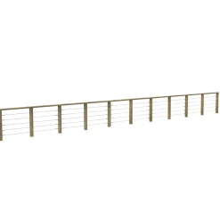 Decklinea Kit Garde-Corps JERSEY 11,5 m - Bois d'Epicea Traité Autoclave 4 - Tendeur en Inox - Recoupable - Montage Facile- Garde-Corps, Balustrade