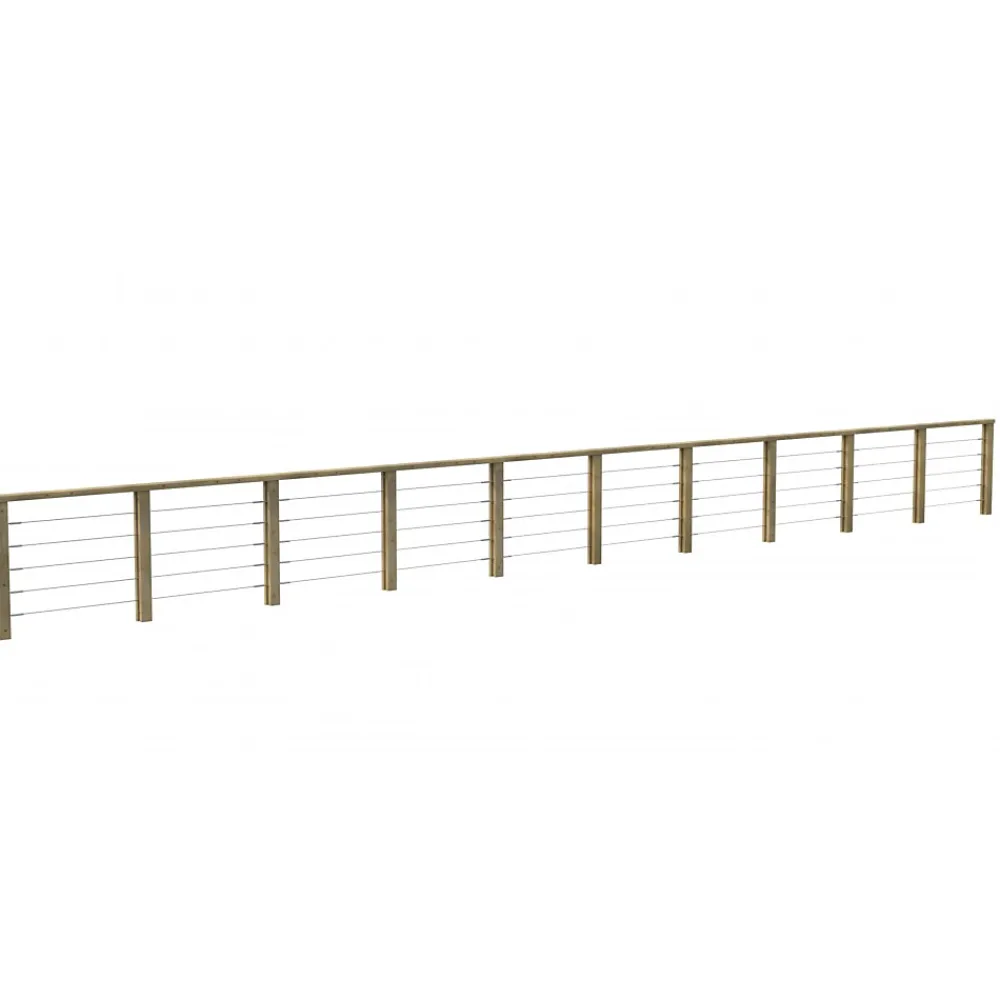 Decklinea Kit Garde-Corps JERSEY 11,5 m - Bois d'Epicea Traité Autoclave 4 - Tendeur en Inox - Recoupable - Montage Facile- Garde-Corps, Balustrade