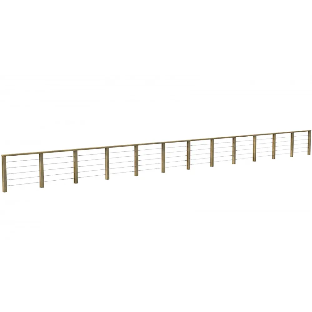 Decklinea Garde-Corps, Balustrade<Kit Garde-Corps JERSEY 13,8 m - Bois d'Epicea Traité Autoclave 4 - Tendeur en Inox - Recoupable - Montage Facile