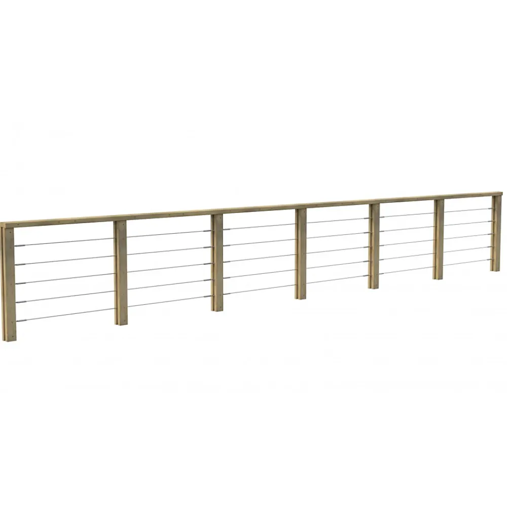 Decklinea Garde-Corps, Balustrade<Kit Garde-Corps JERSEY 6,9 m - Bois d'Epicea Traité Autoclave 4 - Tendeur en Inox - Recoupable - Montage Facile