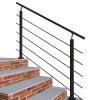 AICA Sanitaire Kit Garde-corps 1.5m alu noir avec 5 traverses et main courante - Pose verticale à plat - Intérieur et extérieur- Accessoire D'Escalier