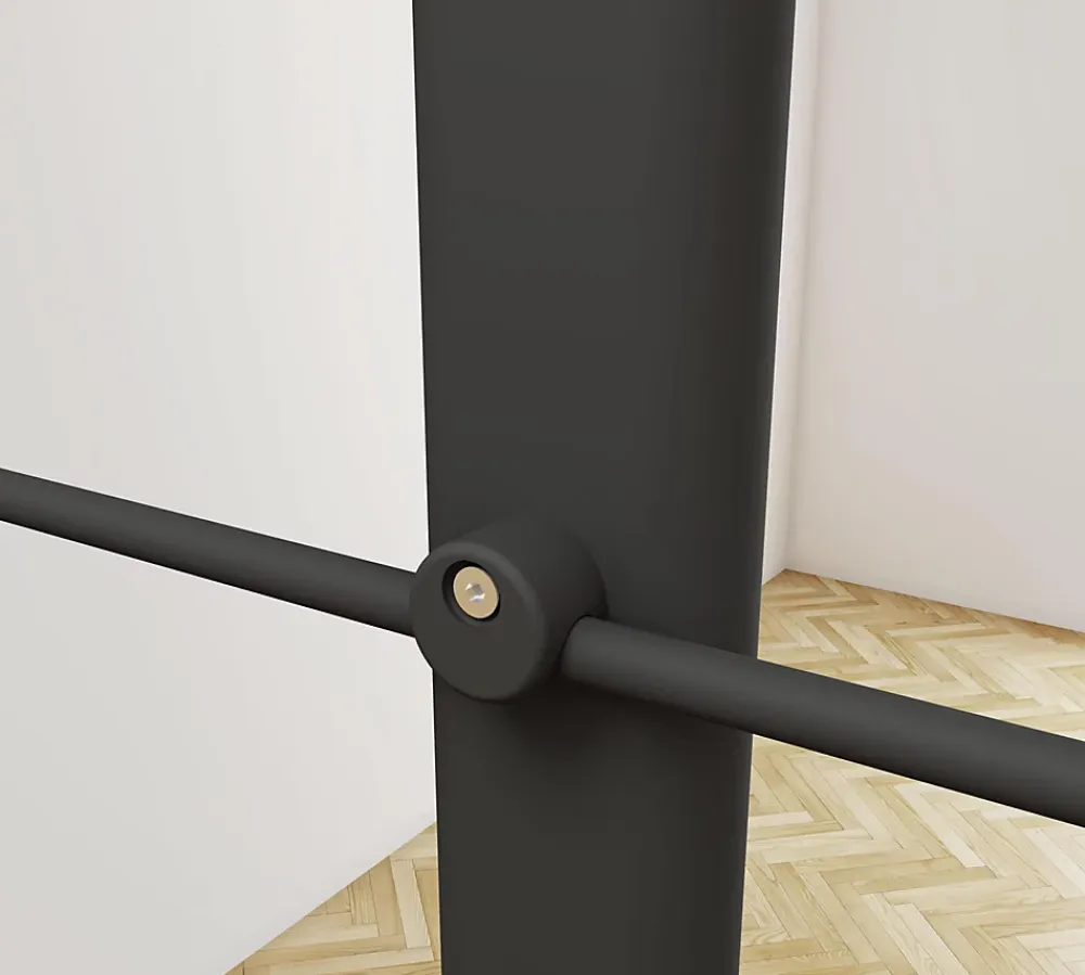 AICA Sanitaire Kit Garde-corps 1.5m alu noir avec 5 traverses et main courante - Pose verticale à plat - Intérieur et extérieur- Accessoire D'Escalier