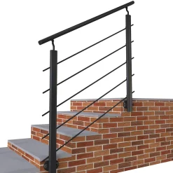 AICA Sanitaire Kit Garde-corps 1m alu noir avec 5 traverses et main courante - Pose suspendue et latérale - Intérieur et extérieur- Accessoire D'Escalier