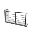 AICA Sanitaire Kit Garde-corps 2m avec raccords muraux - Alu NOIR - Pose verticale à plat - Pour usage intérieur et extérieur- Accessoire D'Escalier