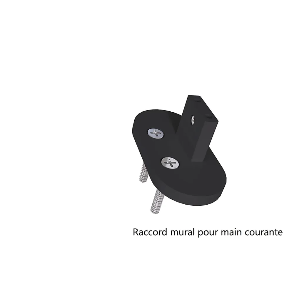 AICA Sanitaire Kit Garde-corps 2m avec raccords muraux - Alu NOIR - Pose verticale à plat - Pour usage intérieur et extérieur- Accessoire D'Escalier