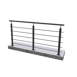 Saniland Garde-Corps, Balustrade<Kit Garde-corps 2ml garde-corps avec 5 barreaux fixation à plat en aluminium noir mat