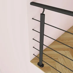 Saniland Garde-Corps, Balustrade<Kit Garde-corps 2ml garde-corps avec 5 barreaux fixation à plat en aluminium noir mat