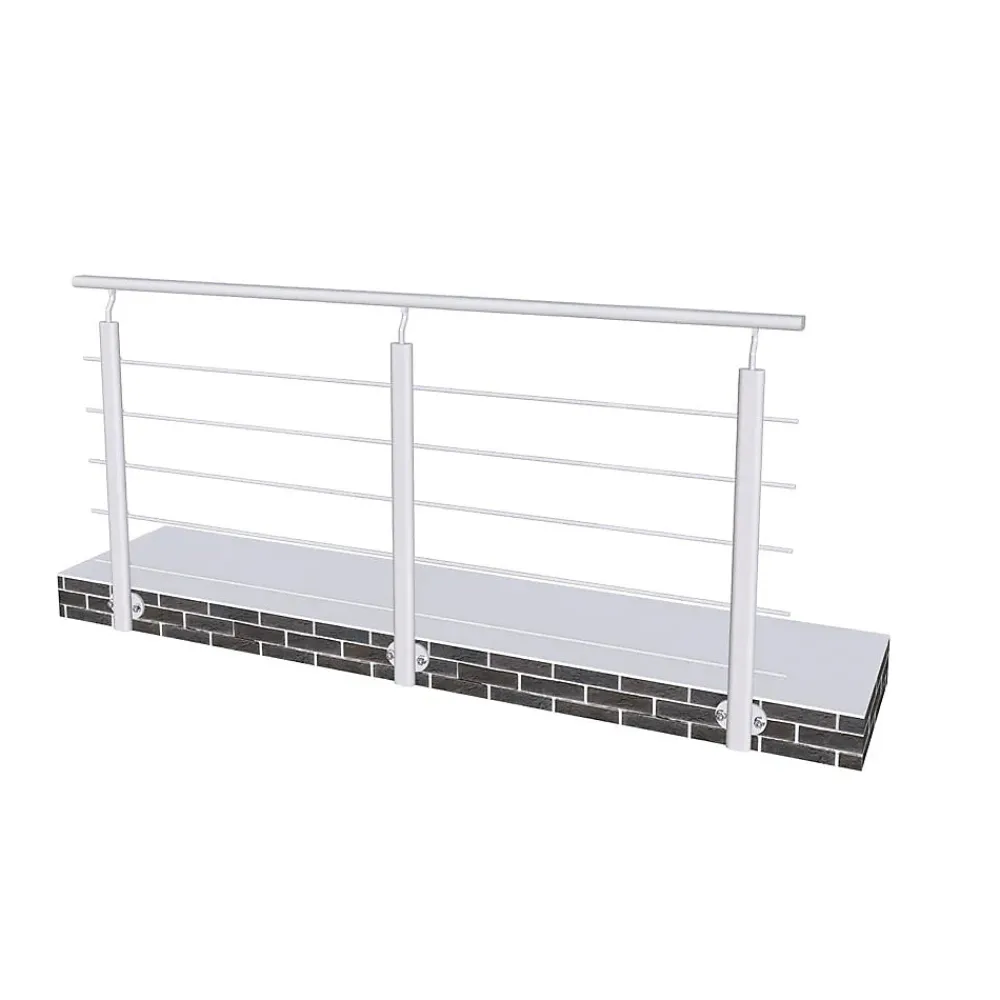 Saniland Kit Garde-corps 2ml garde-corps avec 5 traverses fixation latérale en aluminium Gris mat- Garde-Corps, Balustrade