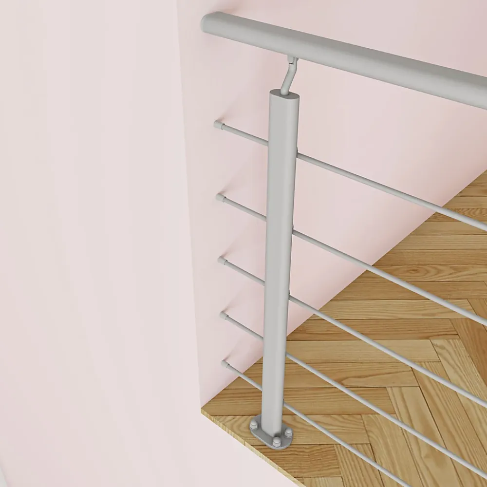 Saniland Garde-Corps, Balustrade<Kit Garde-corps 2ml garde-corps avec 5 traverses fixation à plat en aluminium Gris mat