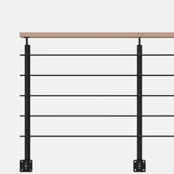 Kordo Kit garde-corps noir avec main courante hêtre 2m pose en applique, Opalu- Garde-Corps, Balustrade
