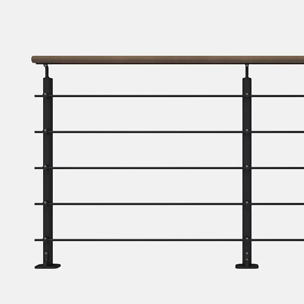 Kordo Kit garde-corps noir avec main courante Kebony 2m pose à plat, Opalu- Garde-Corps, Balustrade