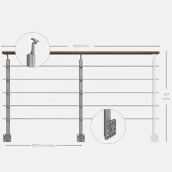 Kordo Garde-Corps, Balustrade<Kit garde-corps silver avec main courante Kebony 2m pose en applique, Opalu