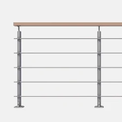 Kordo Kit garde-corps silver avec main courante hêtre 2m pose à plat, Opalu- Garde-Corps, Balustrade