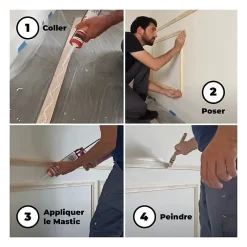 Nordlinger Pro Moulure<Kit moulure décor 2 - 370 à 400cm - Moulure murale bois pour soubassement