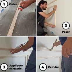 Nordlinger Pro Moulure<Kit moulure décor 2 - 370 à 400cm - Moulure murale bois pour soubassement