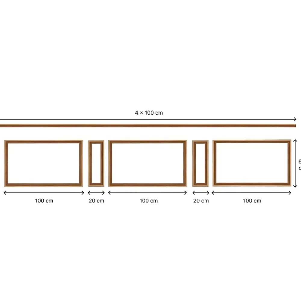 Nordlinger Pro Moulure<Kit moulure décor 2 - 370 à 400cm - Moulure murale bois pour soubassement