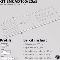 Decoparisienne Kit moulures murales décorative 400 cm - Cimaises - Plinthes - Style Haussmannien - Encadrement a peindre - 24 pièces- Moulure