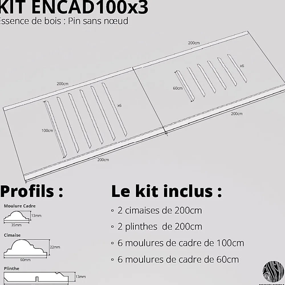 Decoparisienne Moulure<Kit moulures murales décorative 400cm - Cimaises - Plinthes - Style Haussmannien - Encadrement a peindre - 16 pièces