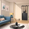 Optimum Kit porte coulissante 730 cadre en aluminium noir et rail noir H 204 x 73 x 4cm- Porte Coulissante