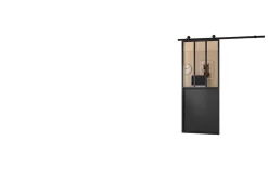 Optimum Kit porte coulissante 730 cadre en aluminium noir et rail noir H 204 x 73 x 4cm- Porte Coulissante