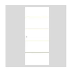 Optimum Kit porte coulissante 4 lignes - blanc lignée - + rail 2 amortisseurs + cache rail blanc - H 204 cm x L 83 cm- Porte Coulissante