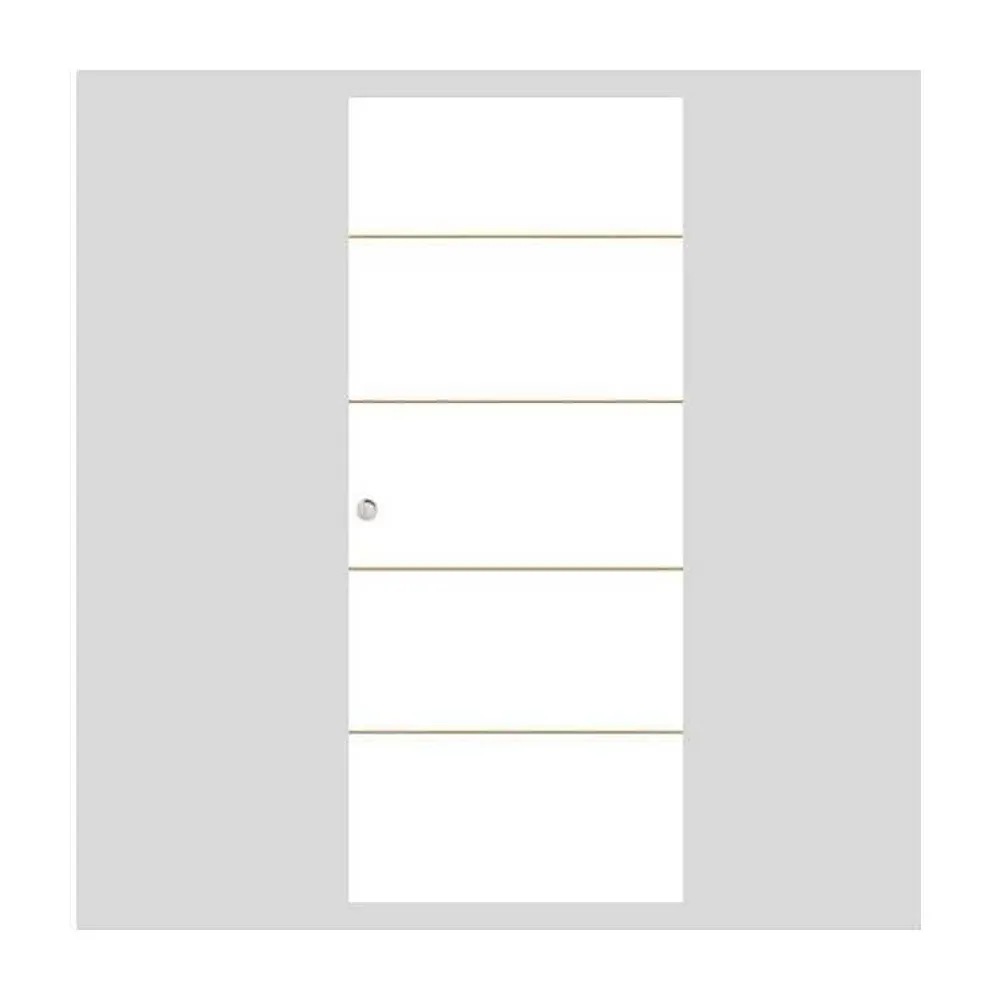 Optimum Kit porte coulissante 4 lignes - blanc lignée - + rail 2 amortisseurs + cache rail blanc - H 204 cm x L 83 cm- Porte Coulissante
