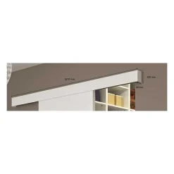 Optimum Kit porte coulissante 4 lignes - blanc lignée - + rail 2 amortisseurs + cache rail blanc - H 204 cm x L 83 cm- Porte Coulissante