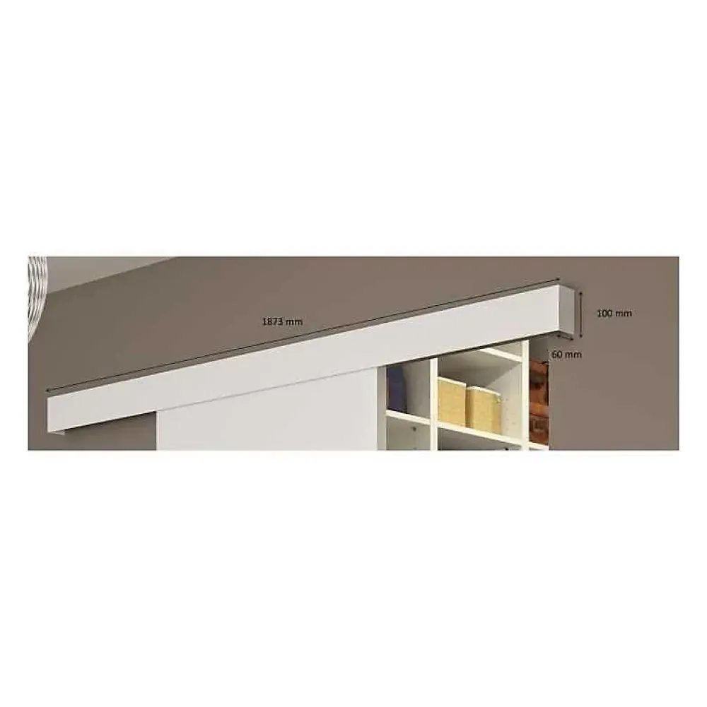 Optimum Kit porte coulissante 4 lignes - blanc lignée - + rail 2 amortisseurs + cache rail blanc - H 204 cm x L 83 cm- Porte Coulissante