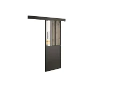 Optimum Porte Coulissante<Kit porte coulissante en applique Atelier noir cadre en aluminium et verre transparent H 204 x 93 x 3,6 cm