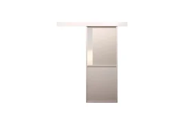 Optimum Kit porte coulissante en applique Contemporain blanc cadre en aluminium et verre dépoli Blanc H 204 x 73 x 3,6 cm H 204 x 73 x 3,6 cm- Porte Coulissante
