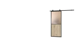 Optimum Porte Coulissante<Kit porte Coulissante en applique Contemporain noir cadre en aluminium et verre dépoli Blanc H. 204 X 93 X 3,6 Cm