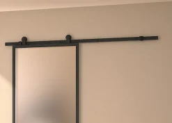 Optimum Porte Coulissante<Kit porte Coulissante en applique Contemporain noir cadre en aluminium et verre dépoli Blanc H. 204 x 73 x 3,6 Cm