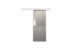 Optimum Porte Coulissante<Kit porte coulissante en applique Atelier blanc cadre en aluminium et verre dépoli Blanc H 204 x 83 x 3,6 cm H 204 x 83 x 3,6 cm