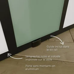 Aurys KIT Porte coulissante en verre + Rail à pince Noir Coffrage - MONDO OPAQUE VERTE - H. 204 x L. 93 cm - Fabrication Française- Porte Coulissante