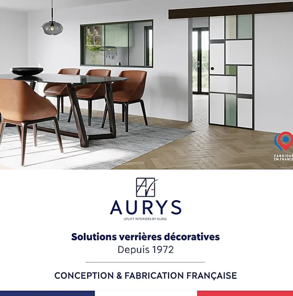 Aurys KIT Porte coulissante en verre + Rail à pince Noir Coffrage - MONDO OPAQUE VERTE - H. 204 x L. 93 cm - Fabrication Française- Porte Coulissante