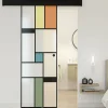 Aurys Porte Coulissante<KIT Porte coulissante en verre + Rail à pince couleur Noir Coffrage - MONDO OPAQUE - H. 204 x L. 83 - Fabrication Française