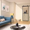Optimum Porte Coulissante<Kit porte Coulissante en applique Contemporain noir chêne terra cadre en aluminium et verre dépoli Blanc H. 204 x 73 x 3,6 Cm